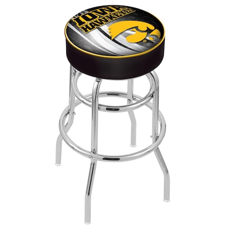 Holland Bar Stool Co 30" 4" Iowa Cushion Seat, Double-Ring Chrome Swivel Bar Stool L7C130IowaUn-D2
